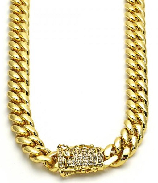 14K GOLD CUBAN LINK CHAIN 8MM with CZ